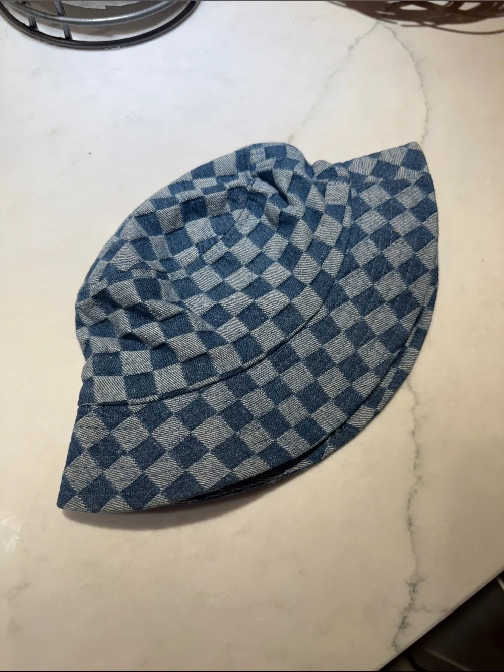 Zara Blue Checkered Bucket Hat